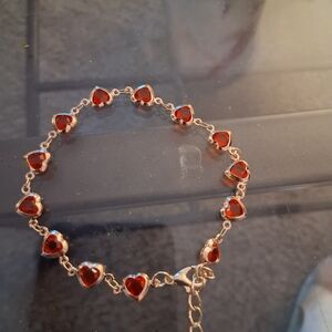 Heart Charm Bracelet in Red and Gold Tone
